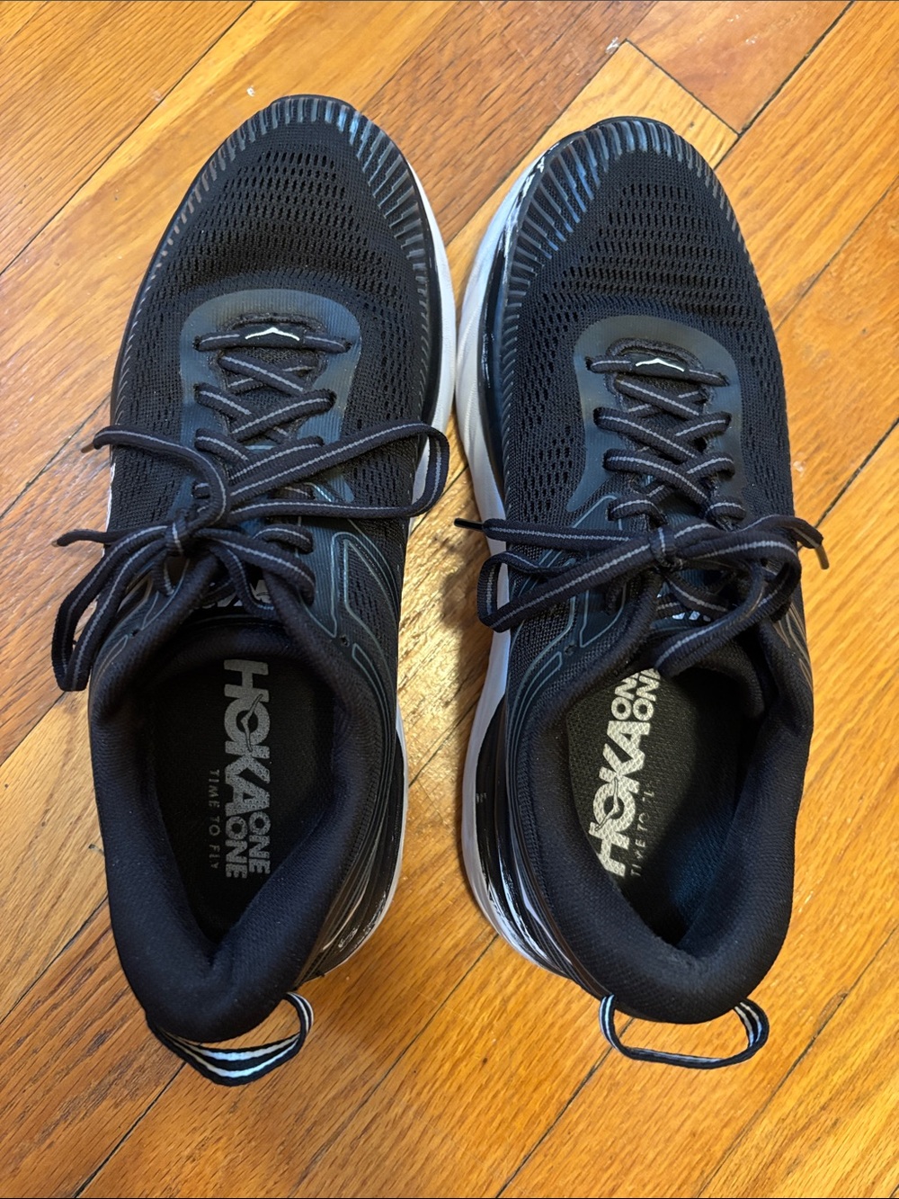 Hoka Bondi 7 Black & White Women’s Running Sneakers - Picture 2 of 9